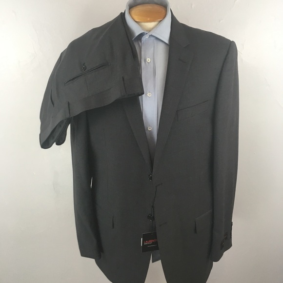 Other - Laurentino 44L mens suit solid gray made in italy 100% wool 2 piece new ea0284